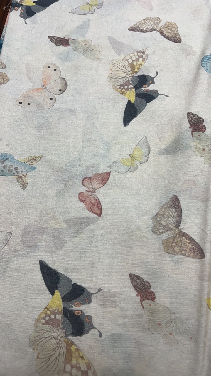 古风复古蝴蝶印花天丝麻衬衣连衣裙服装面料diy-阿里巴巴