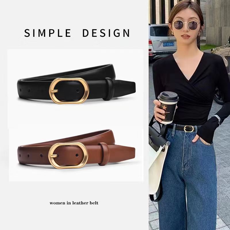 2023 new jeans women‘s belt design sense niche fine belt all-matching trendy personality