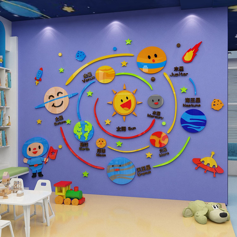 太空教室环境布置材料环创主题贴纸画幼儿园墙面装饰培训机构文化