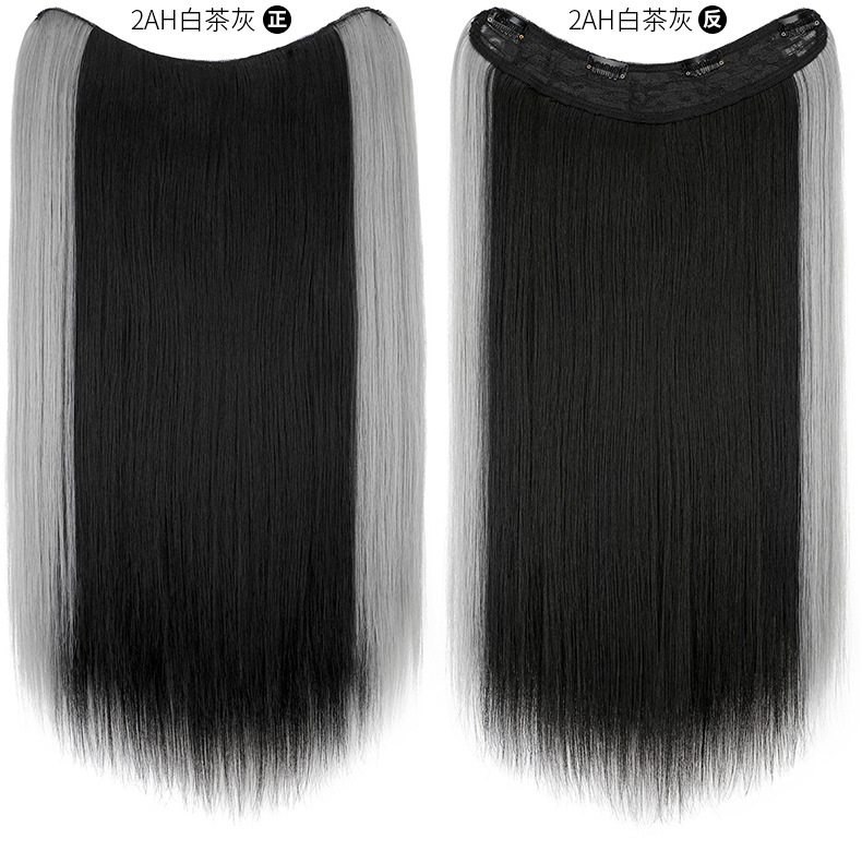 假发女挂耳染挑染一片式蓬松自然长直发u型假发片v增发接发片现货