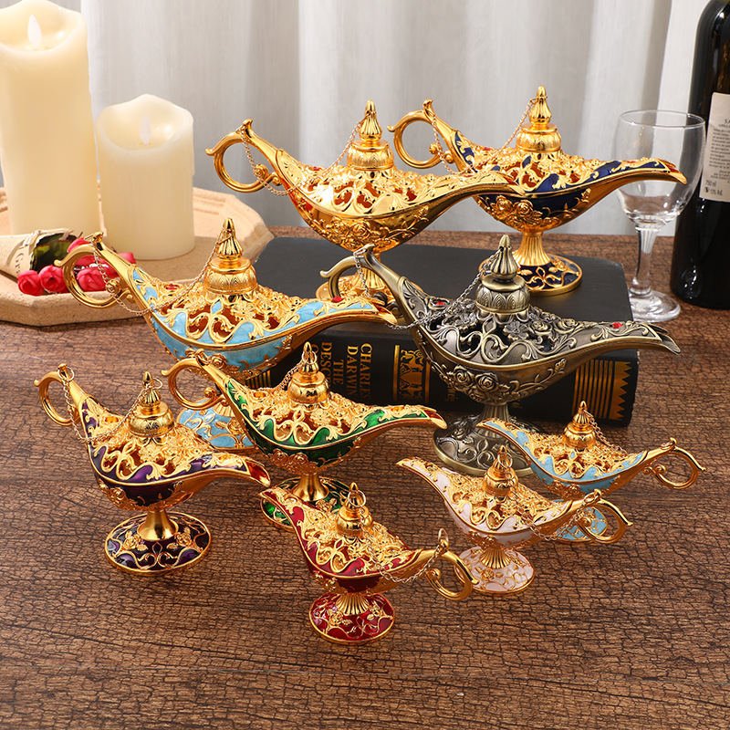 Light Luxury Golden Pattern Lamp of Aladdin Court Dinner Decoration Decoration Magic Lamp Magic Lamp Crafts Decoration