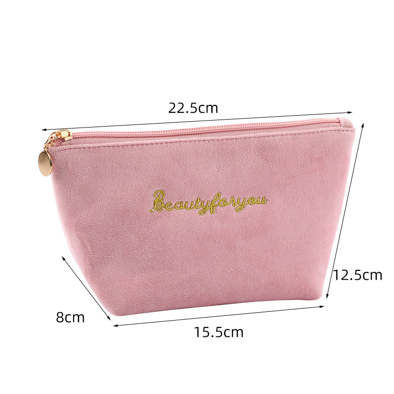 Modern Fashion Korean Style Flannelette Makeup Bag Women's Large Capacity Storage and Carrying Cosmetic Bag Coin Purse Lipstick Bag