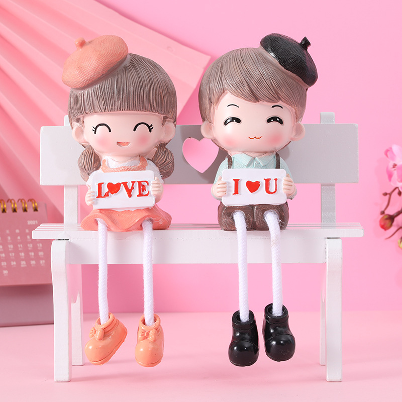 创意love男孩女孩树脂工艺品摆件可爱情侣娃娃客厅玄关装饰品礼物