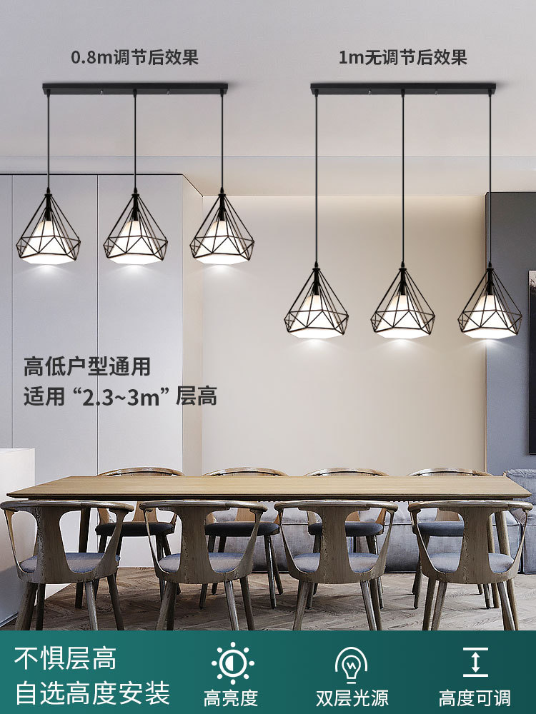 餐厅吊灯三头现代简约北欧轻奢饭厅餐桌灯吧台创意灯具2022年新款