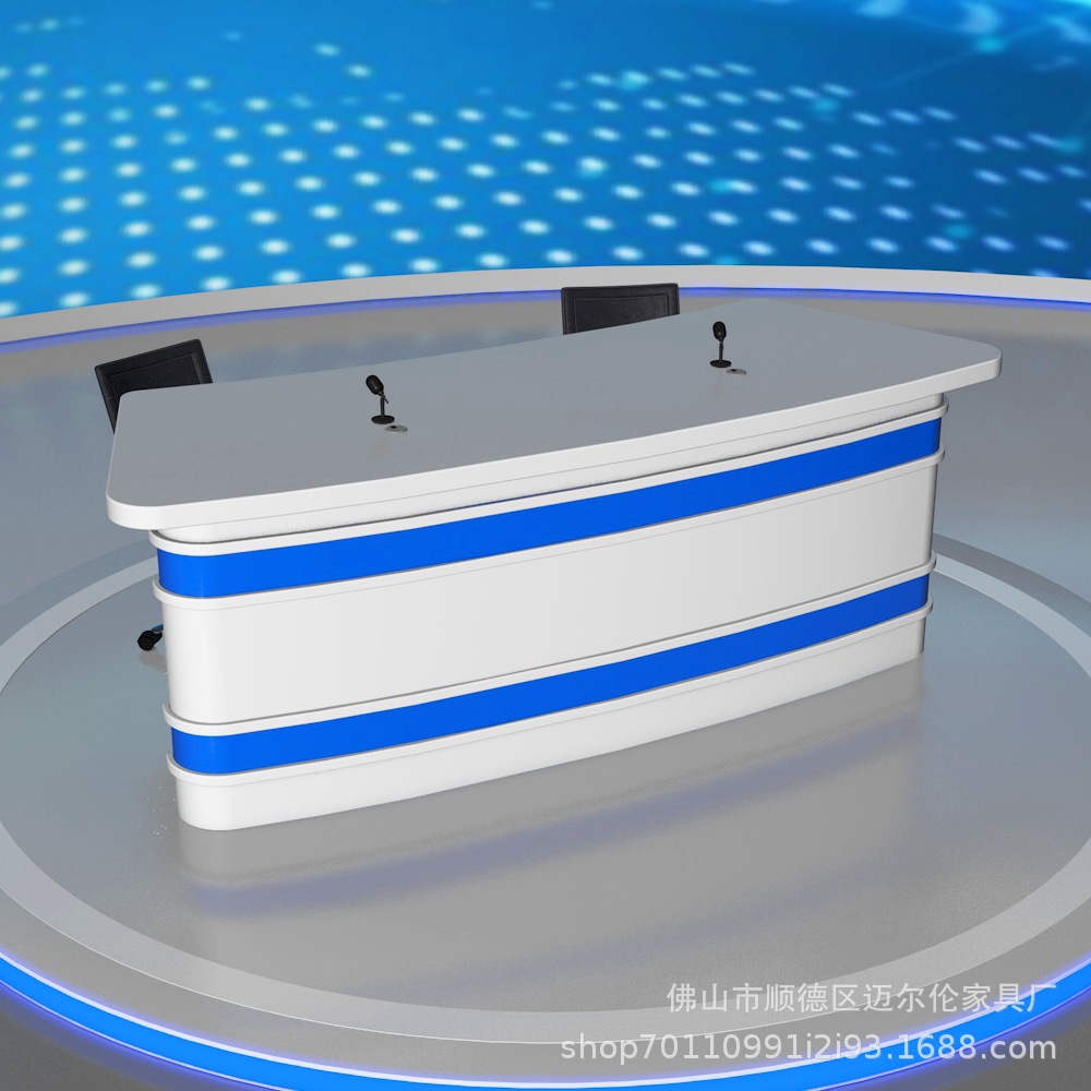 演播室直播解说台少儿电视主播台学校新闻主持人播音桌网红带货桌