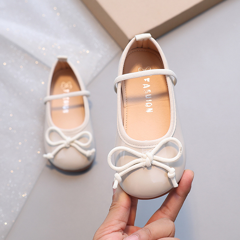 Girls' Low-Cut Patent Leather Princess Shoes Small Leather Shoes Spring and Autumn New Korean Style Bow Candy Color Children's Soft Bottom Pumps