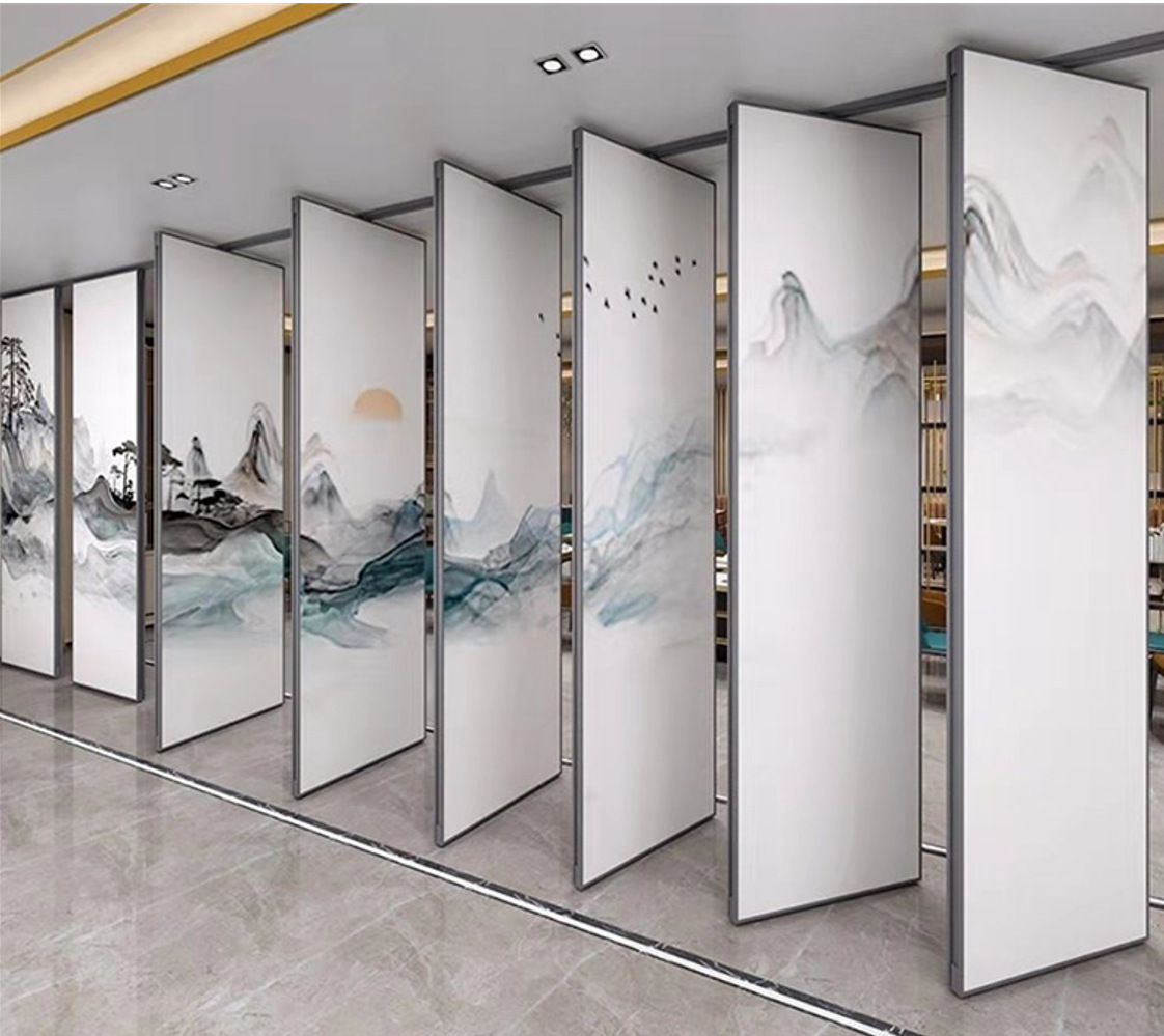 酒店活动高隔断办公室移动隔音隔断墙展板饭店包间屏风推拉折叠门