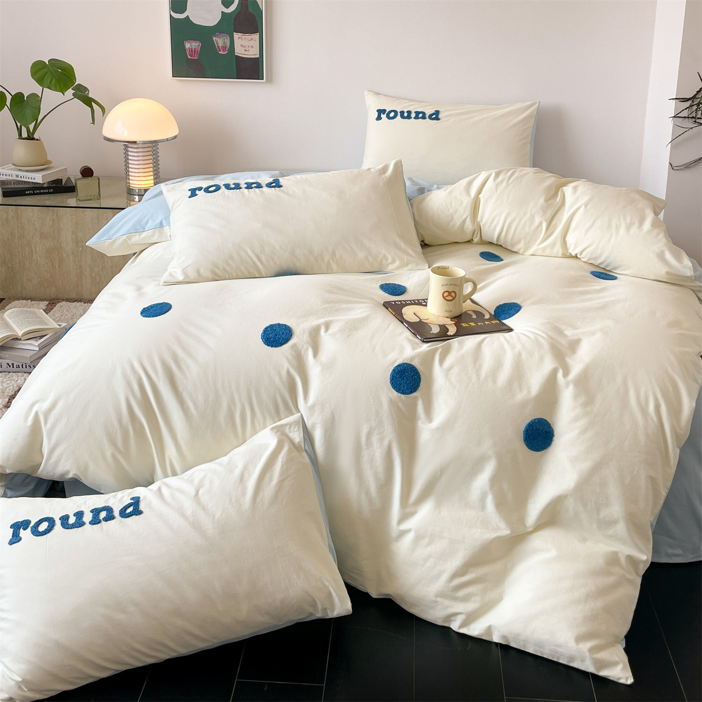 轻奢高级感全棉水洗棉毛巾绣四件套纯棉2025新款小清新床单床品