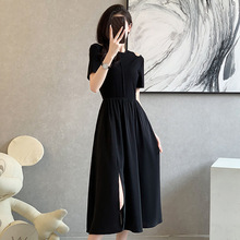 黑色露肩连衣裙女夏季2023新款收腰显瘦气质法式长款裙子ZS-86059