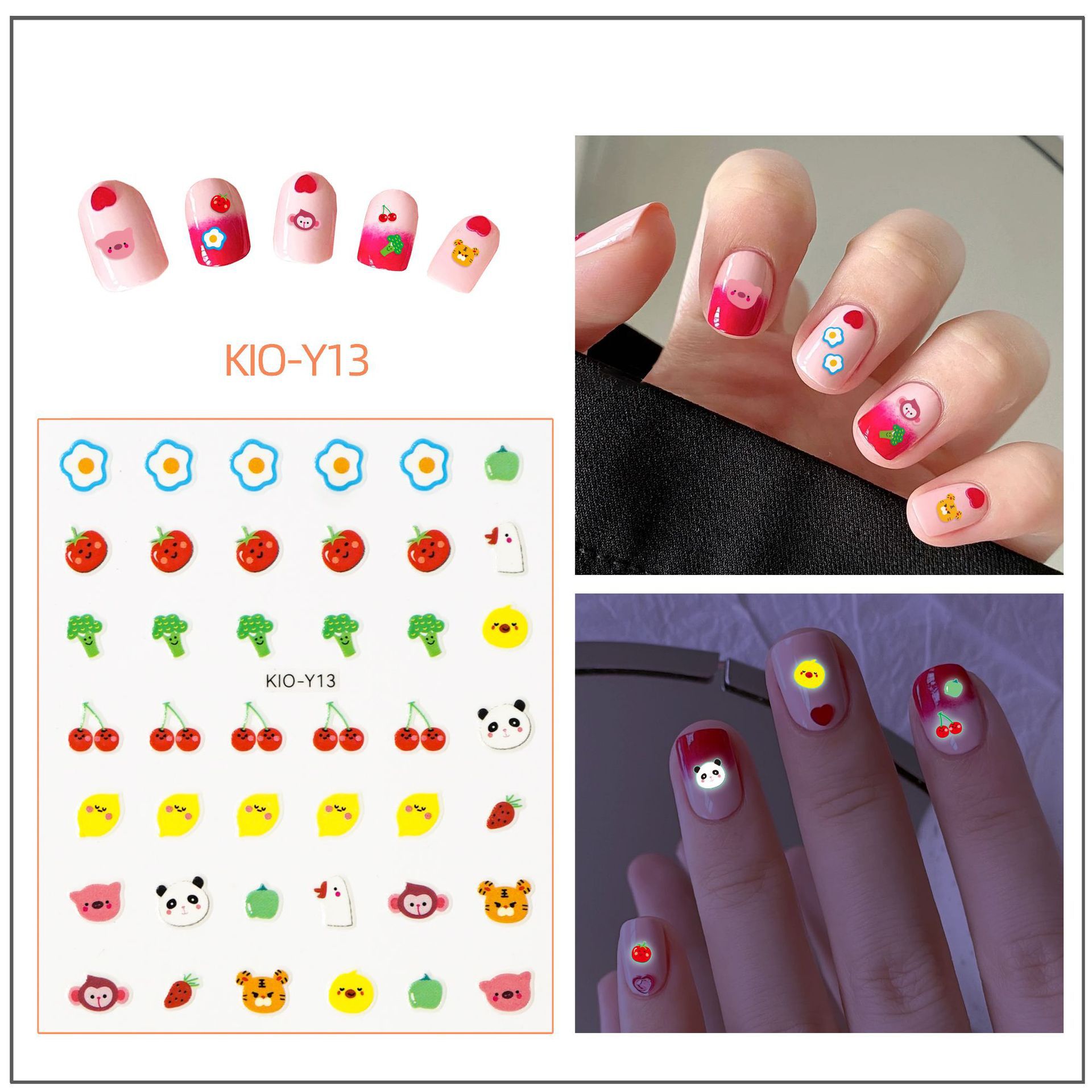 [Free Shipping] Children's Nail Stickers Nail Beauty Nail Patch Baby Girl Princess Cartoon Stickers Luminous Finger