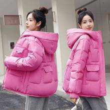 多口袋连帽新短款羽绒棉衣服女士冬季韩版学生宽松面包服厚袄外套