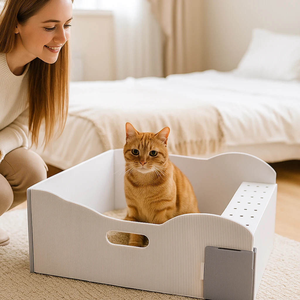 pp中空板猫砂盒 可折叠收纳户外携带 可清洗猫砂盒