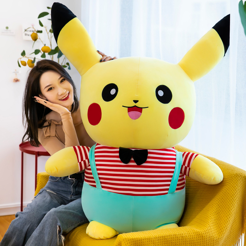 New Soft Couple Strap Pikachu Plush Toy Doll Cute Cartoon Doll Children's Birthday Gifts