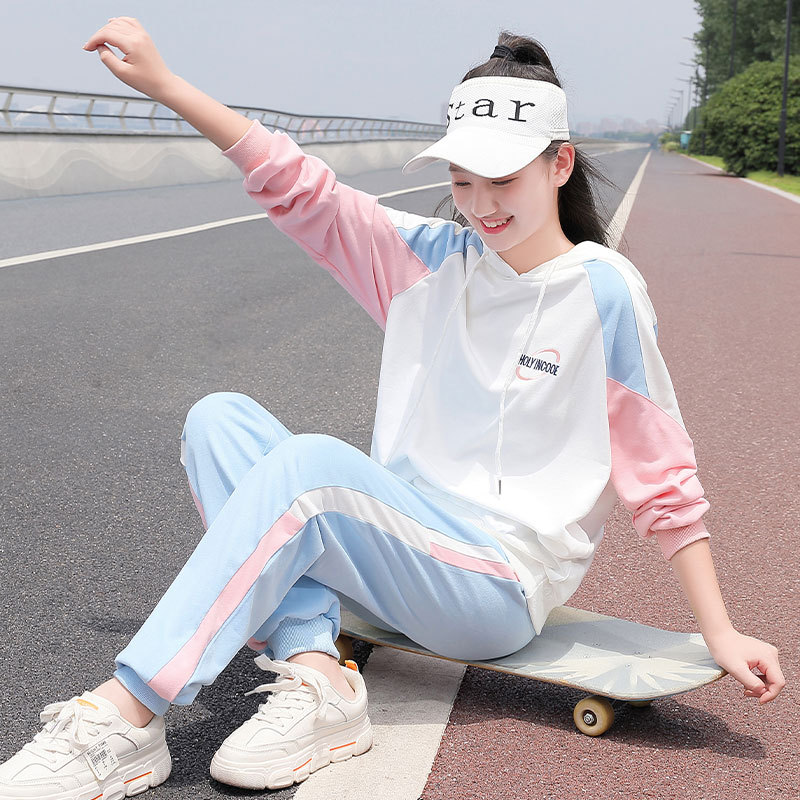 初中生秋装女运动套装中学生少女秋季七分裤时尚女孩高中生休闲