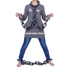 影视道具手铐脚镣刑具塑料囚犯cos铁链 脚镣脚链 玩具手镣手链演