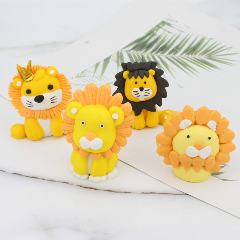 软陶儿童卡通森林黄色小狮子狮子座烘焙生日蛋糕动物装饰摆件插件