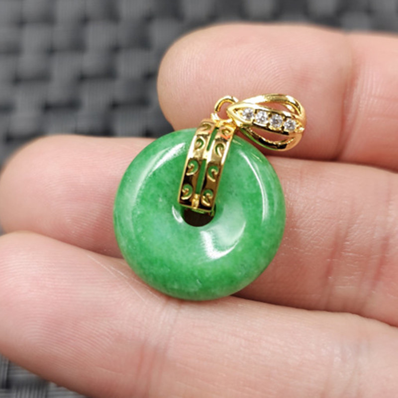 翠玉干青玉扣玉石挂件祖母绿玉扣吊坠手链项链耳环发簪玉坠批发