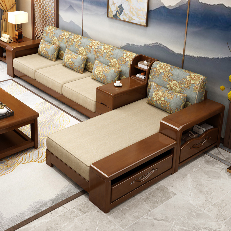 贵妃全沙发新家具现代小户型木质实木客厅沙发组合中式经济型储物