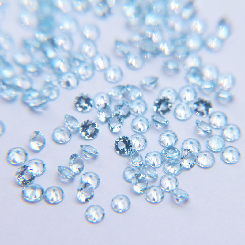 天然天空蓝托帕石 圆形尺寸 裸石戒面 镶嵌配石蓝宝石首饰半成品