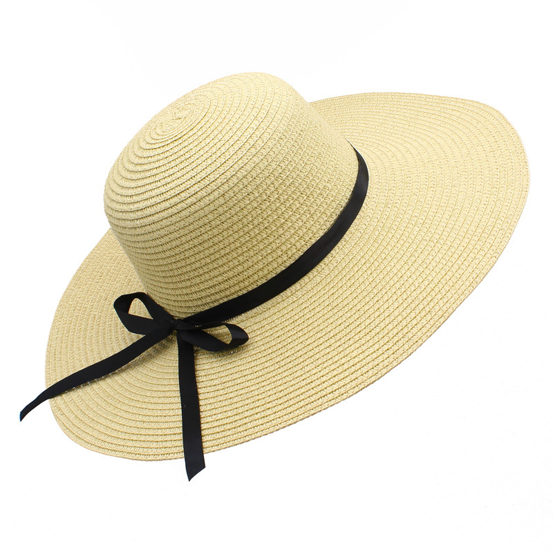 Summer Korean Style Fresh Sun Protection Sun Hat Female Super Large Brim Foldable Straw Hat Seaside Wide Brim Stylish Beach Hat