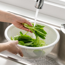 日本进口ASVEL洗菜篮厨房圆形洗蔬菜水果篮子日式家用镂空沥水篮