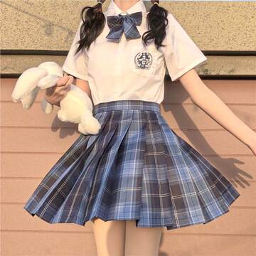 jk制服套装原创正版温柔一刀女格短裙百褶春夏季a字纯欲半身裙子