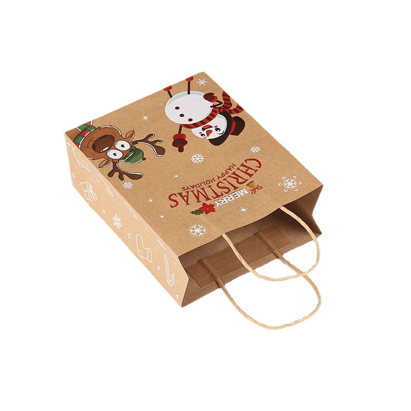 Christmas Thickened Paper Gift Bag Christmas Eve Packing Handbag Candy Gift Bag Kraft Paper Packing Bag Wholesale