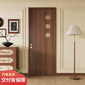 多色可定法式复古平开门卧室书房铝合金洞洞门胡桃木极窄平开门