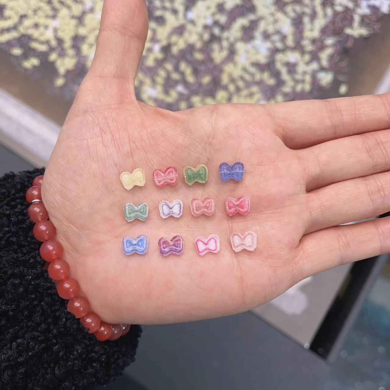 Internet Hot Girly Style Cute Bow Luminous Nail Ornament Accessories Ear Studs Diy Resin Jewelry Accessories