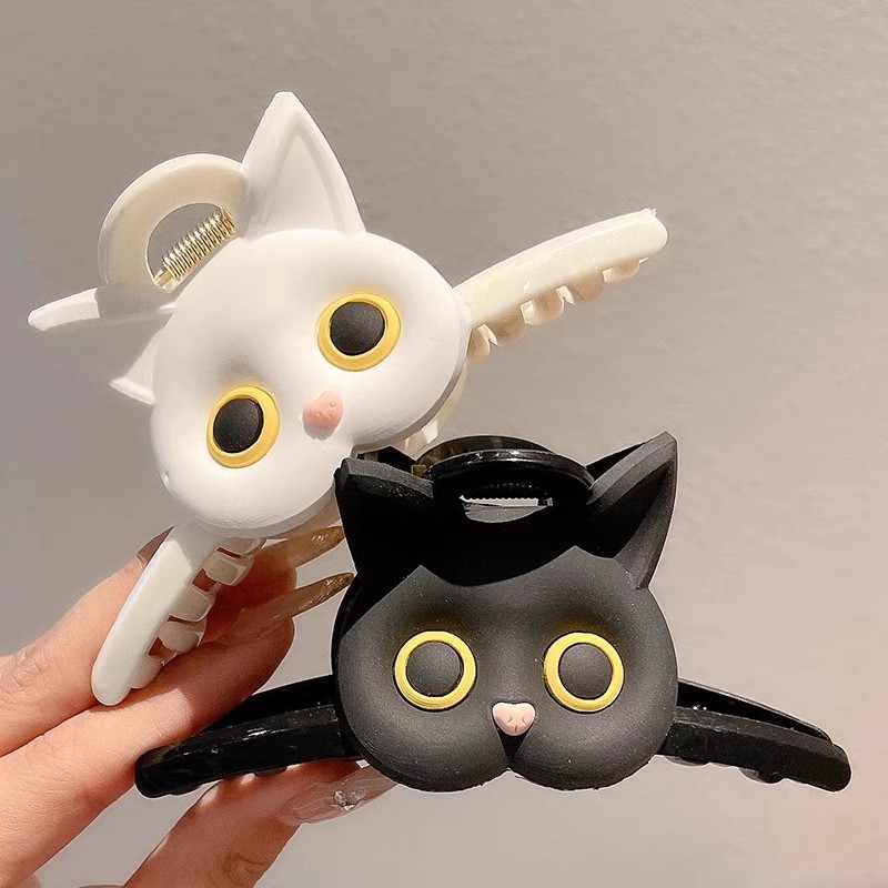 可爱猫咪盘发抓夹女夏季后脑勺鲨鱼夹大号抓夹网红同款发卡头饰潮