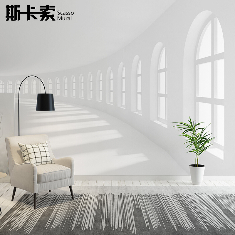 3d立体壁画延伸空间墙纸沙发背景墙墙布服装店网红直播间拍照壁纸