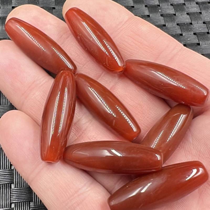 冰种红玛瑙大号米珠玉石散珠鸡血红路路通珠子手链项链佛珠编织珠