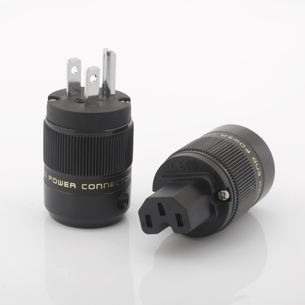 发烧镀金美标电源头 hifi音箱功放cd胆机镀铑美标电源线插头插尾