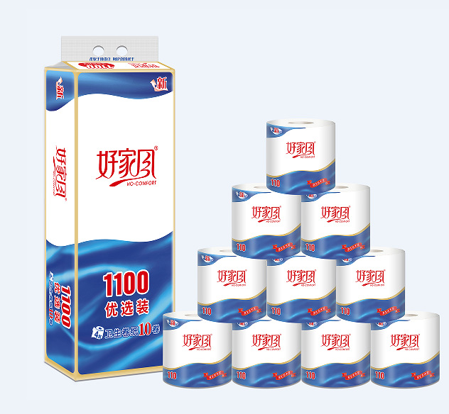 Haojiafeng Roll Paper 1100 Preferred Roll Paper Native Wood Pulp Toilet Paper Web Napkin Sanitary Full Box Wholesale