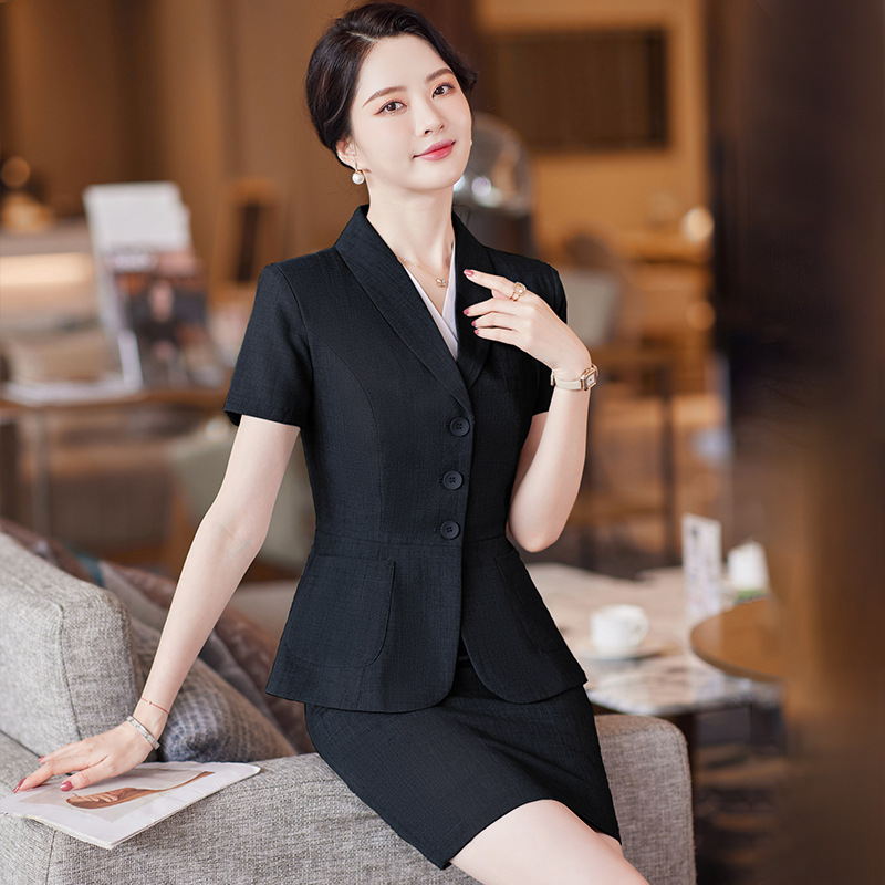 短袖西服正装女士春夏季韩版时尚职业装套装办公室文员工作小西装