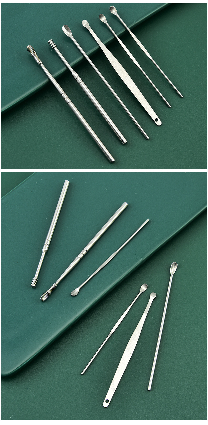 不锈钢挖耳勺螺旋掏耳勺六件套耳朵清洁器掏耳采耳工具6件套装