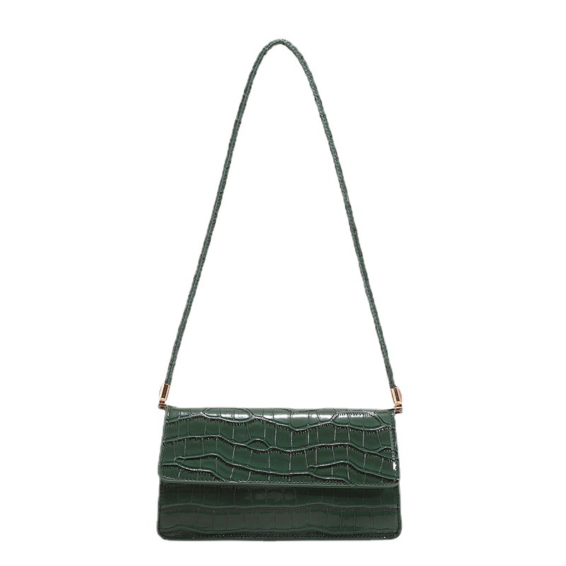 Simple Bag Women's New Internet Celebrity Crocodile Pattern Small Square Bag Niche Embossed Shoulder Bag Horizontal Hand Bag