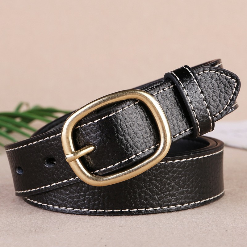 popular women‘s leather belt round buckle casual simple belt trendy high-grade versatile women‘s jeans pant belt