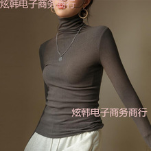 堆堆高领黑白色打底衫女春秋冬季内搭设计感小众上衣加绒长袖恤