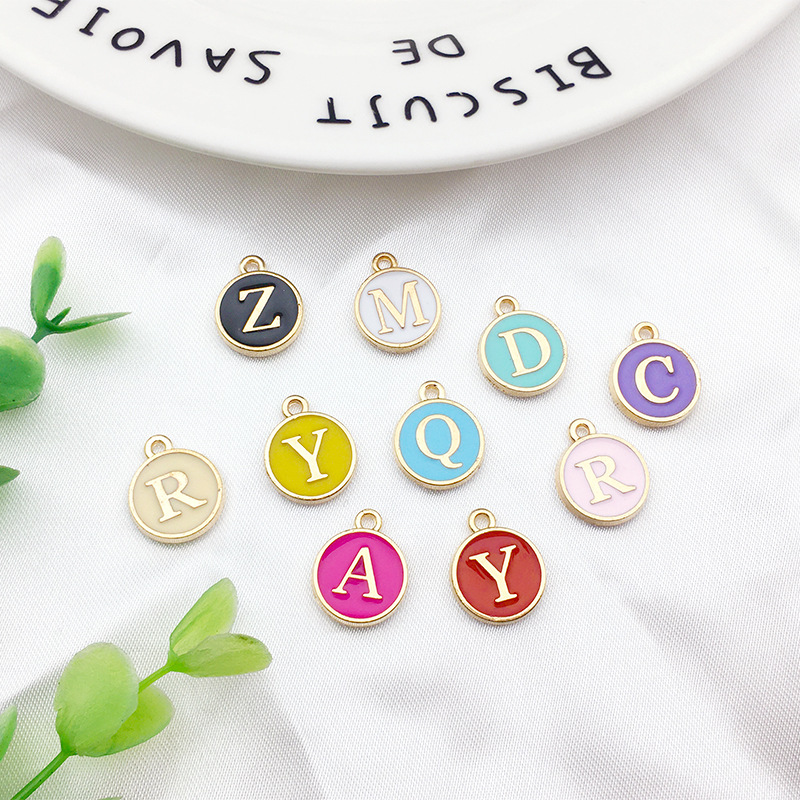 26 Kinds of English Dripping Oil Letter Alloy Accessories 10 Colors Optional DIY Pendant Bracelet Necklace Earrings Ornament Accessories