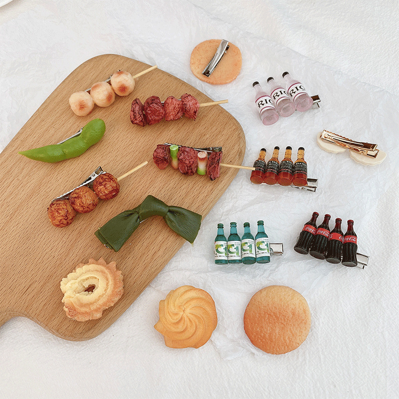 搞怪食物发卡趣味饼干ad钙奶小发夹侧边碎发刘海夹韩式甜美鸭嘴夹