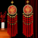 热销绒布印花辣椒串挂件烫金福字红辣椒中国结喜庆结婚装饰用品