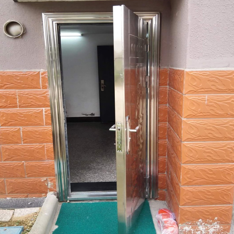 304不锈钢门单门 不锈钢防盗门家用出租房农村双开门室外进户大门
