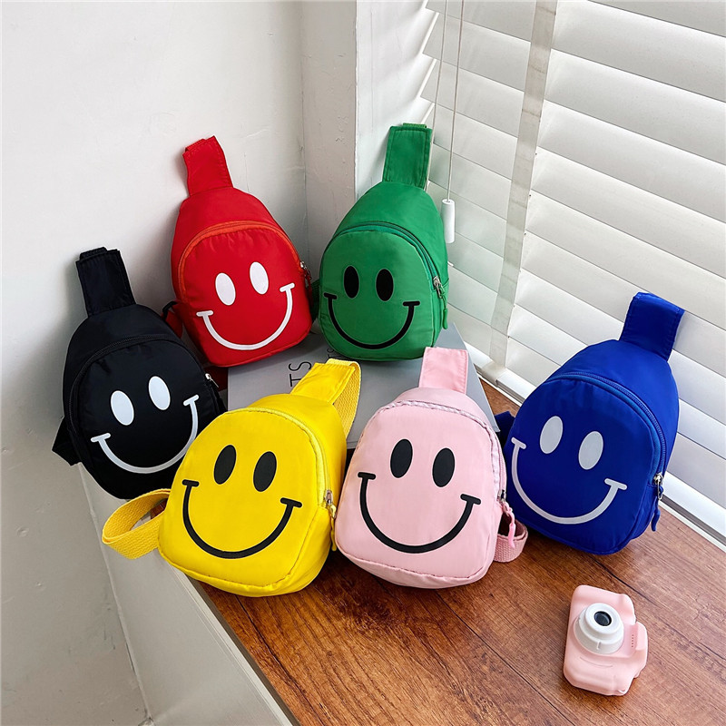 Children's Bag Smiley Messenger Bag 2022 New Nylon Trendy Boy Chest Bag Kindergarten Baby Girl Backpack