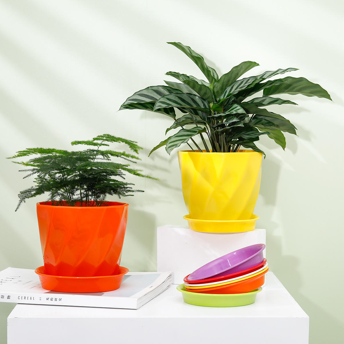 lx型螺旋盆 彩色加厚庭院阳台绿化绿植盆栽家用摆设创意螺旋花盆