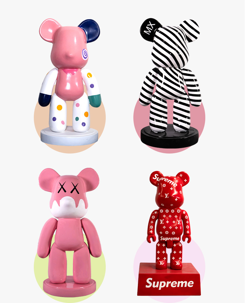 暴力熊大摆件卡通公仔玻璃钢雕塑理发店装饰客厅落地潮品