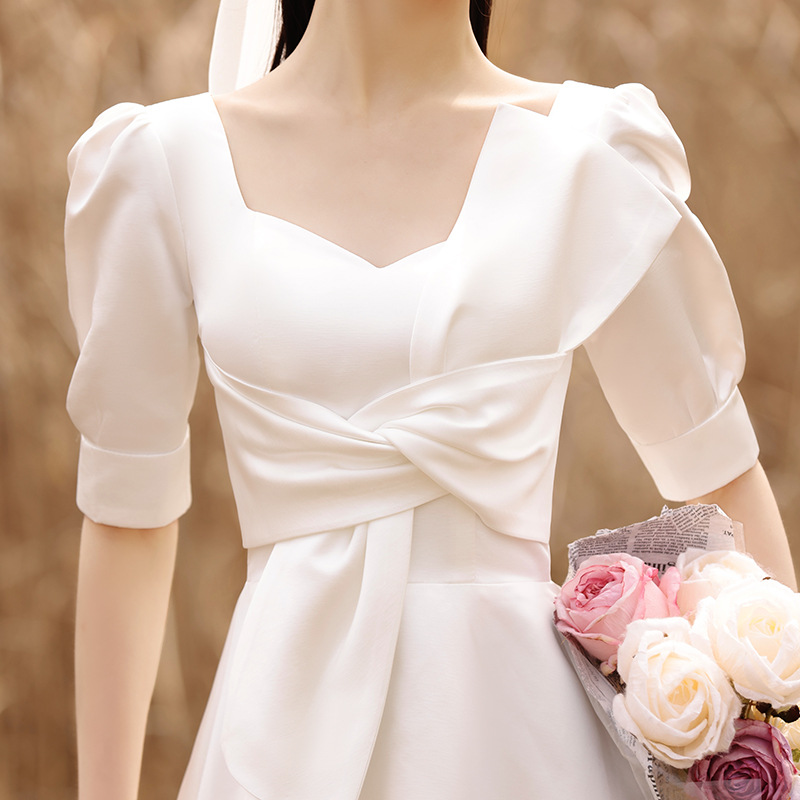 短款法式旅拍轻婚纱新款复古简约日常短裙领证登记小个子礼服