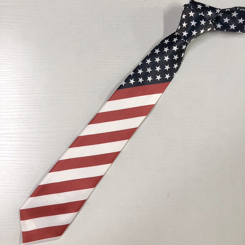 国旗领带美国独立日领带 印花五角星条纹图案-阿里巴巴