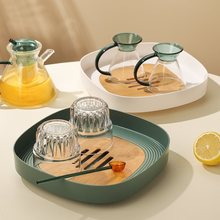 日式茶盘家用沥水盘创意塑料置杯盘简约客厅放茶杯水杯接水托盘子