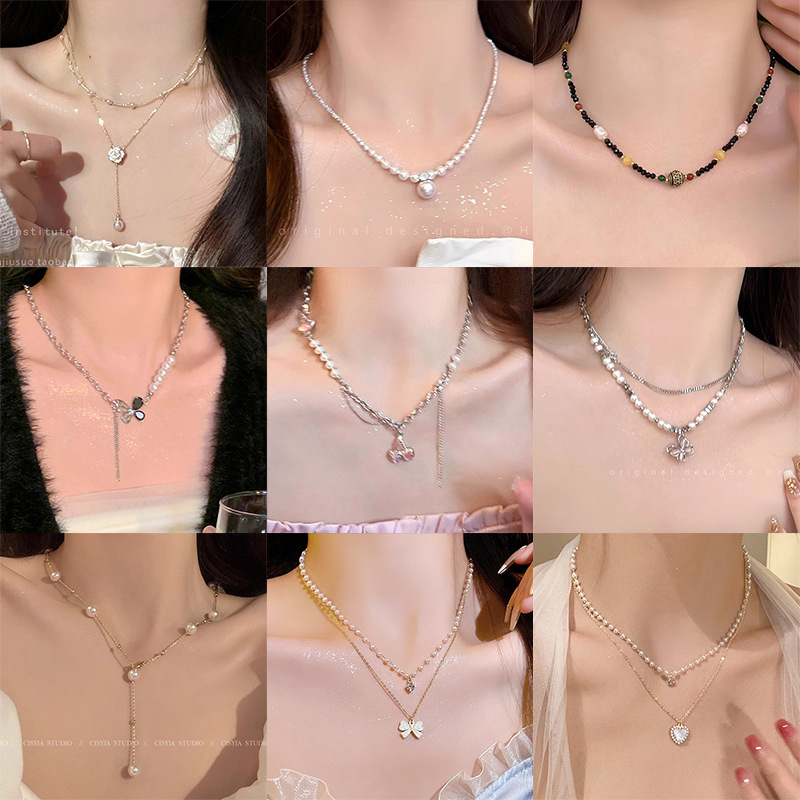 Baroque Pearl Necklace Women's All-Match Special-Interest Design Sweater Chain High-Grade Light Luxury Clavicle Chain Jewelry Wholesale